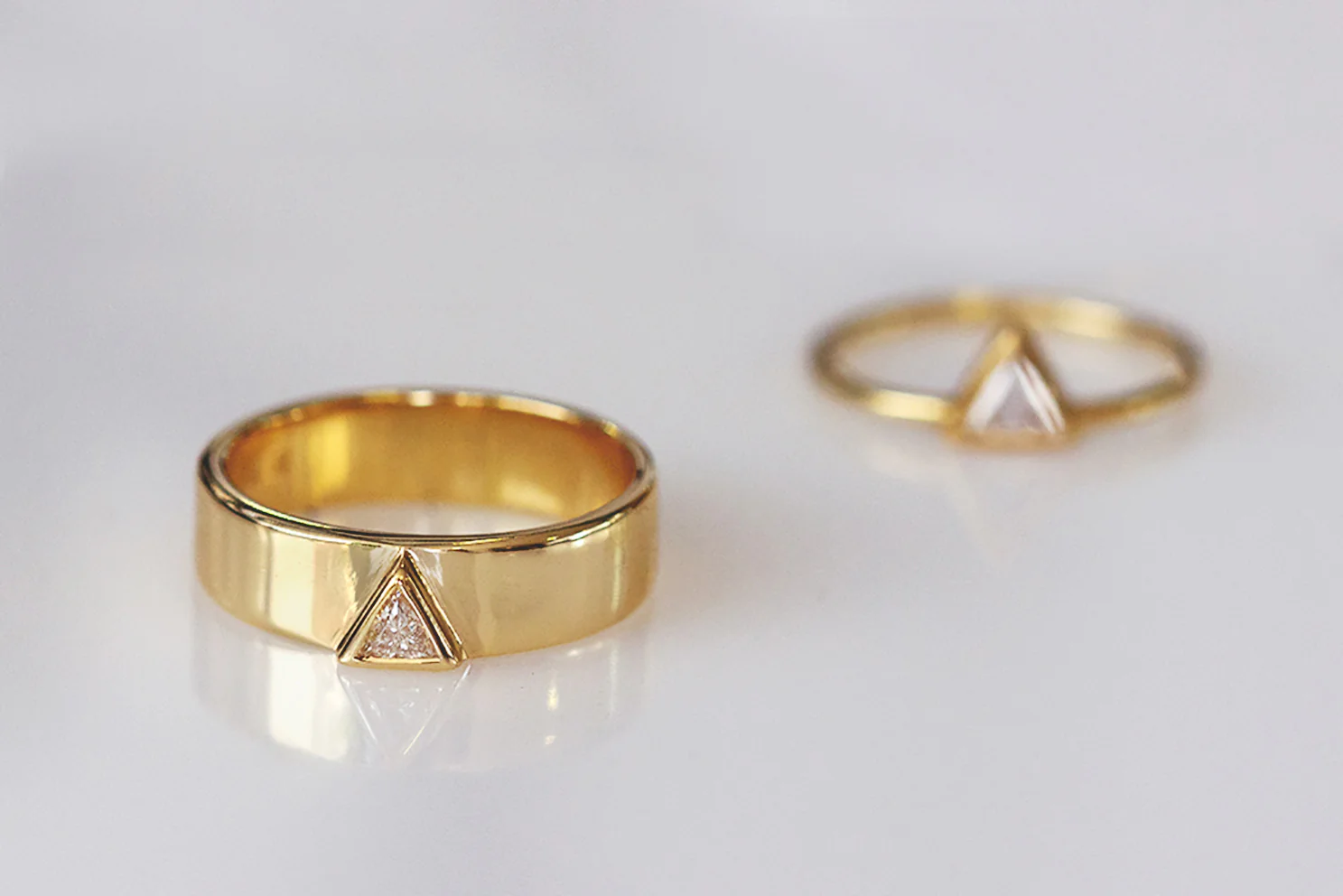Men's Wedding Band with Trillion Diamond - Image 6