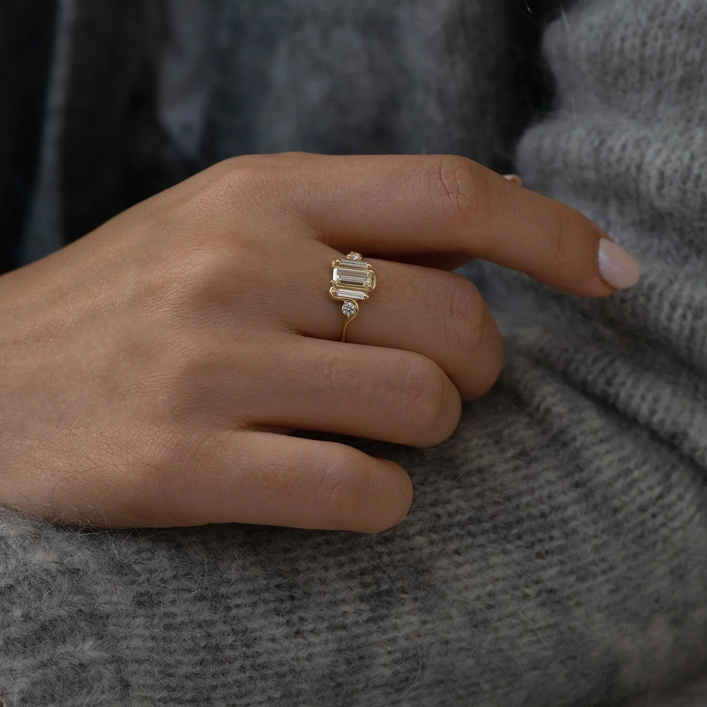 Triple Baguette Diamond Wave Ring - Image 4