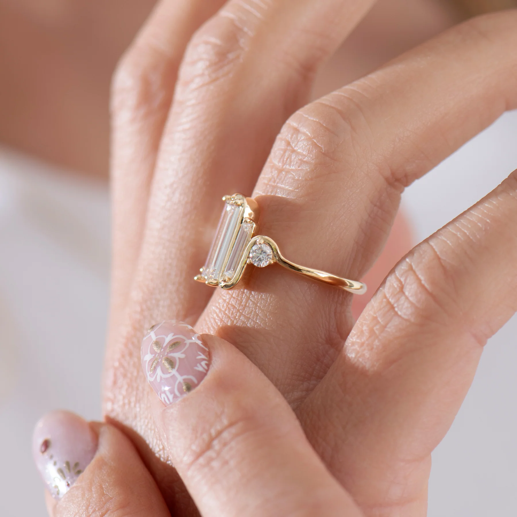 Triple Baguette Diamond Wave Ring (Large) - Image 3