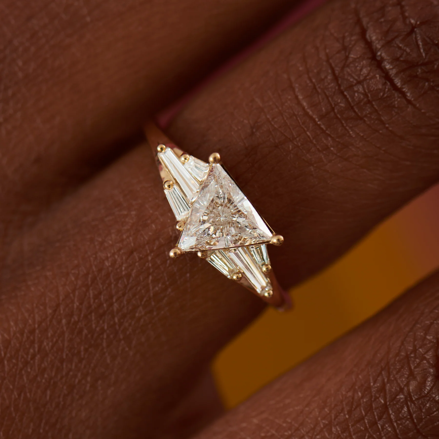 Vector Triangle & Tapered Baguette Diamond Engagement Ring - Image 2