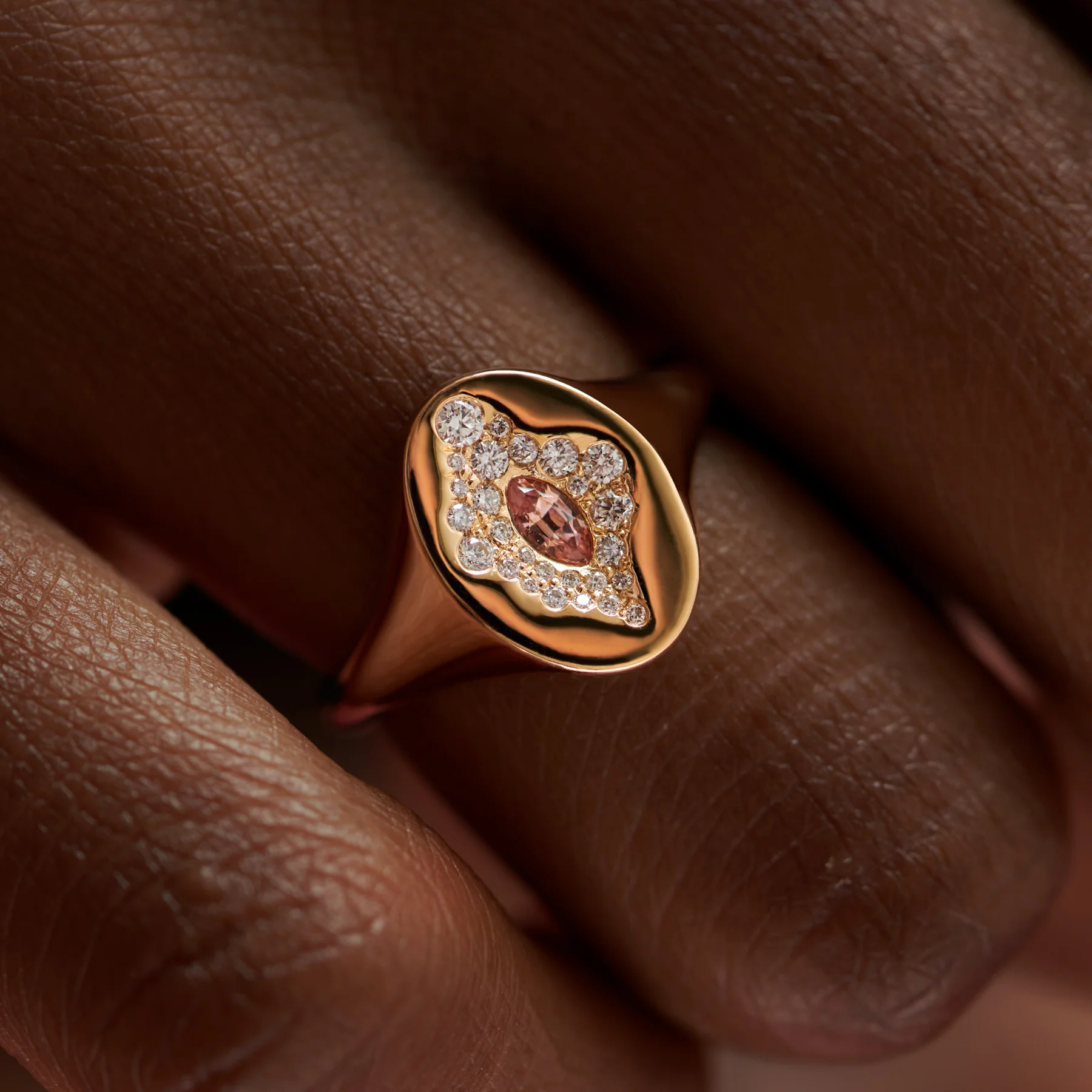 Yoni Diamond & Padparadscha Statement Ring - Image 2
