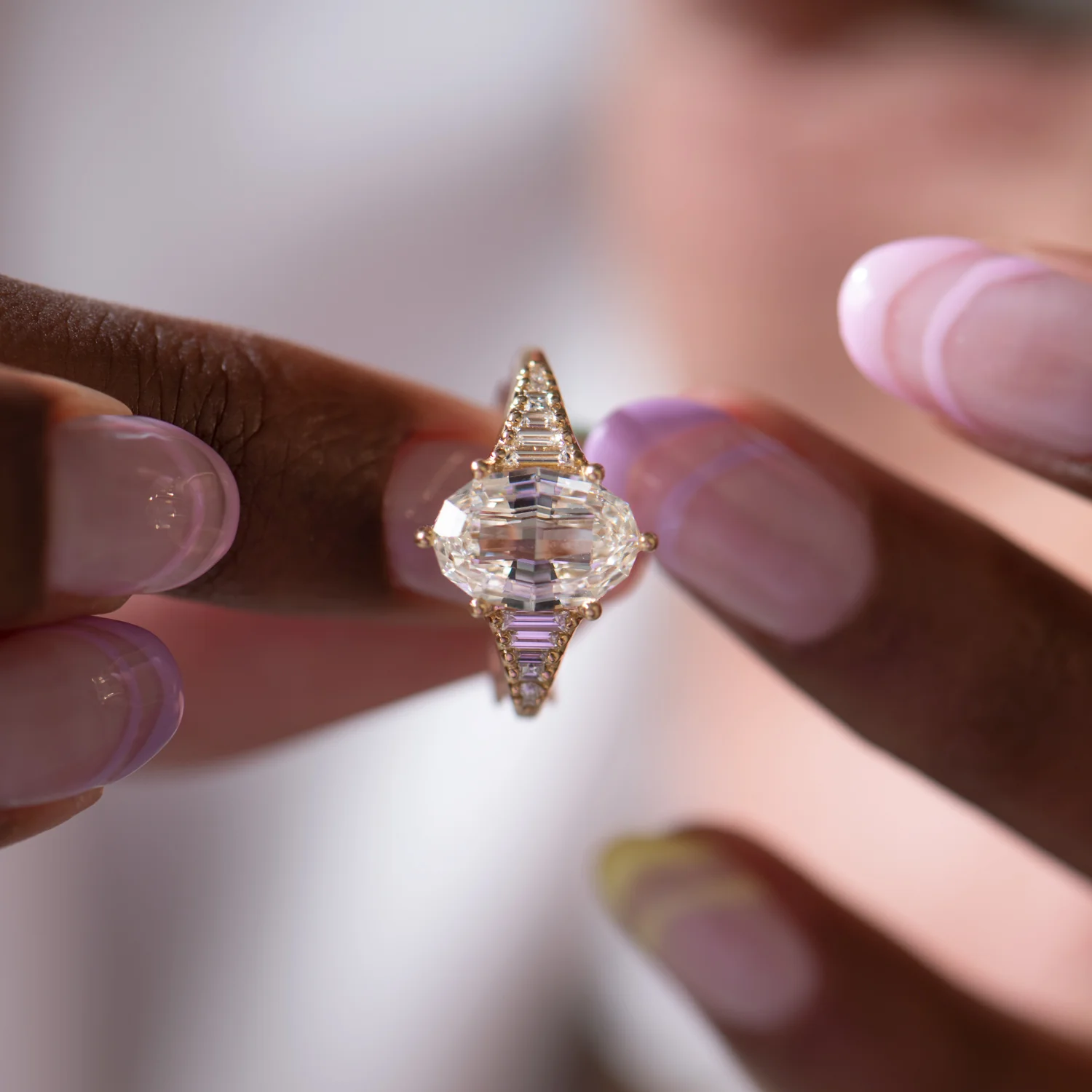 Zeppelin Engagement Ring with an Oval Step Cut Diamond - Image 12