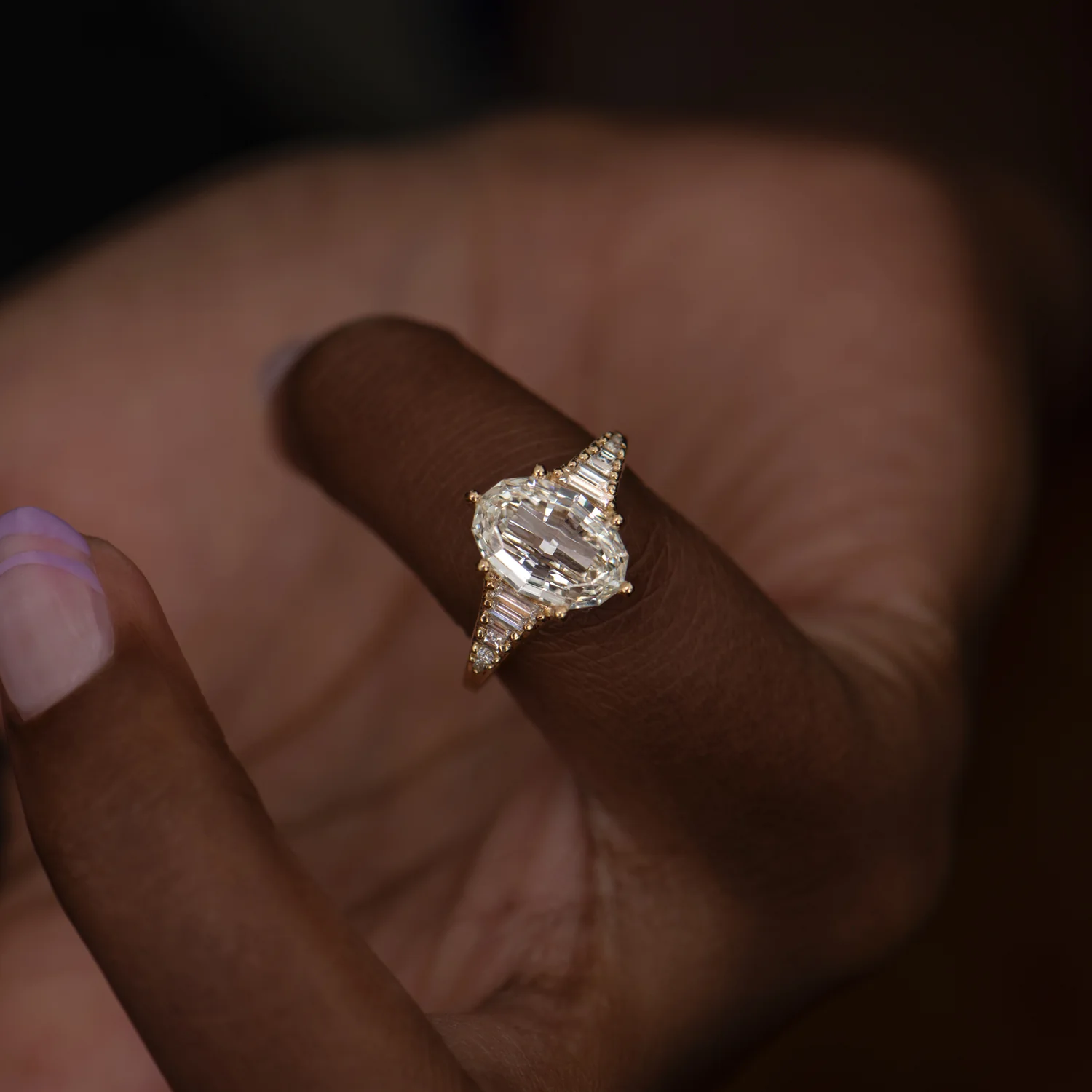 Zeppelin Engagement Ring with an Oval Step Cut Diamond - Image 5