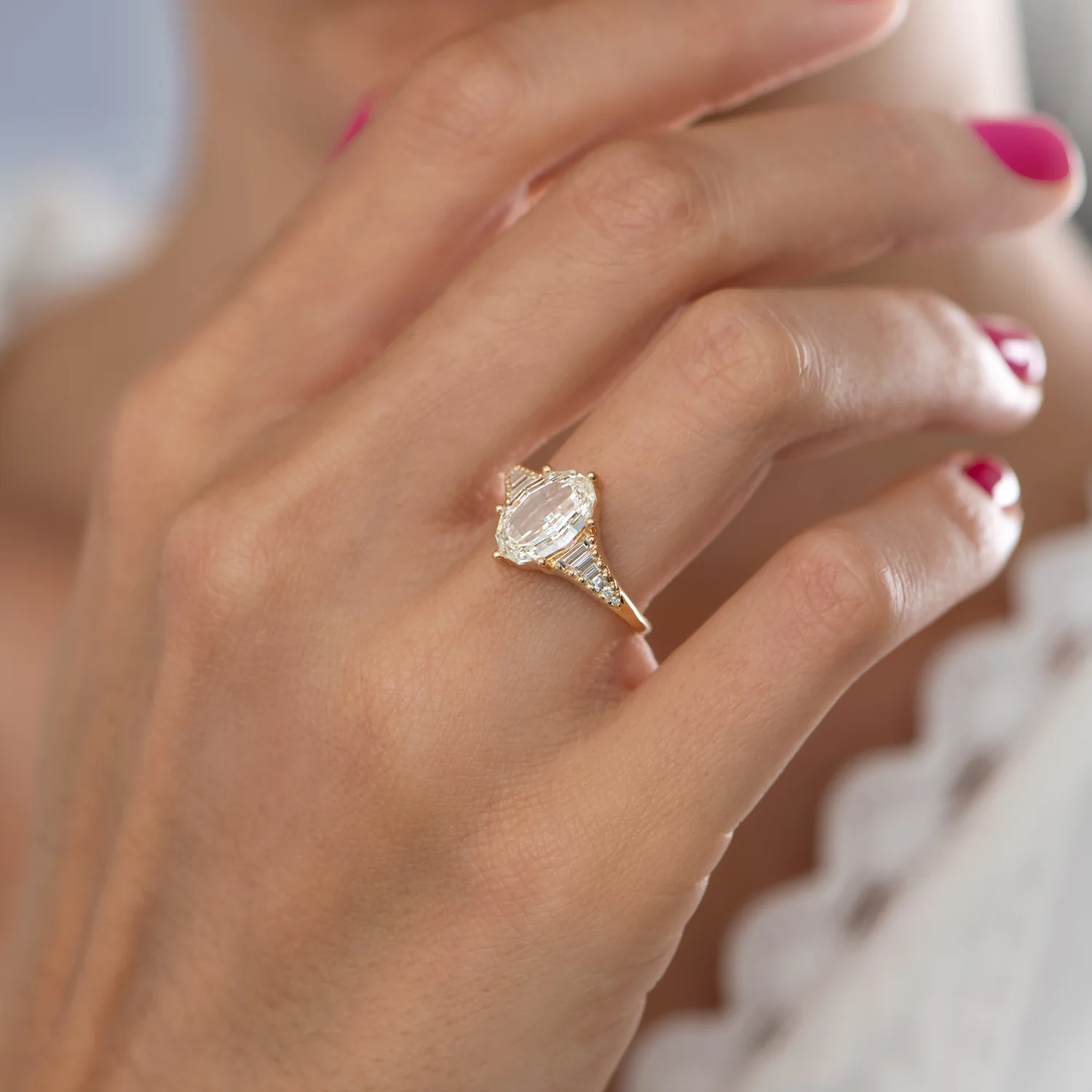 Zeppelin Engagement Ring with an Oval Step Cut Diamond - Image 6