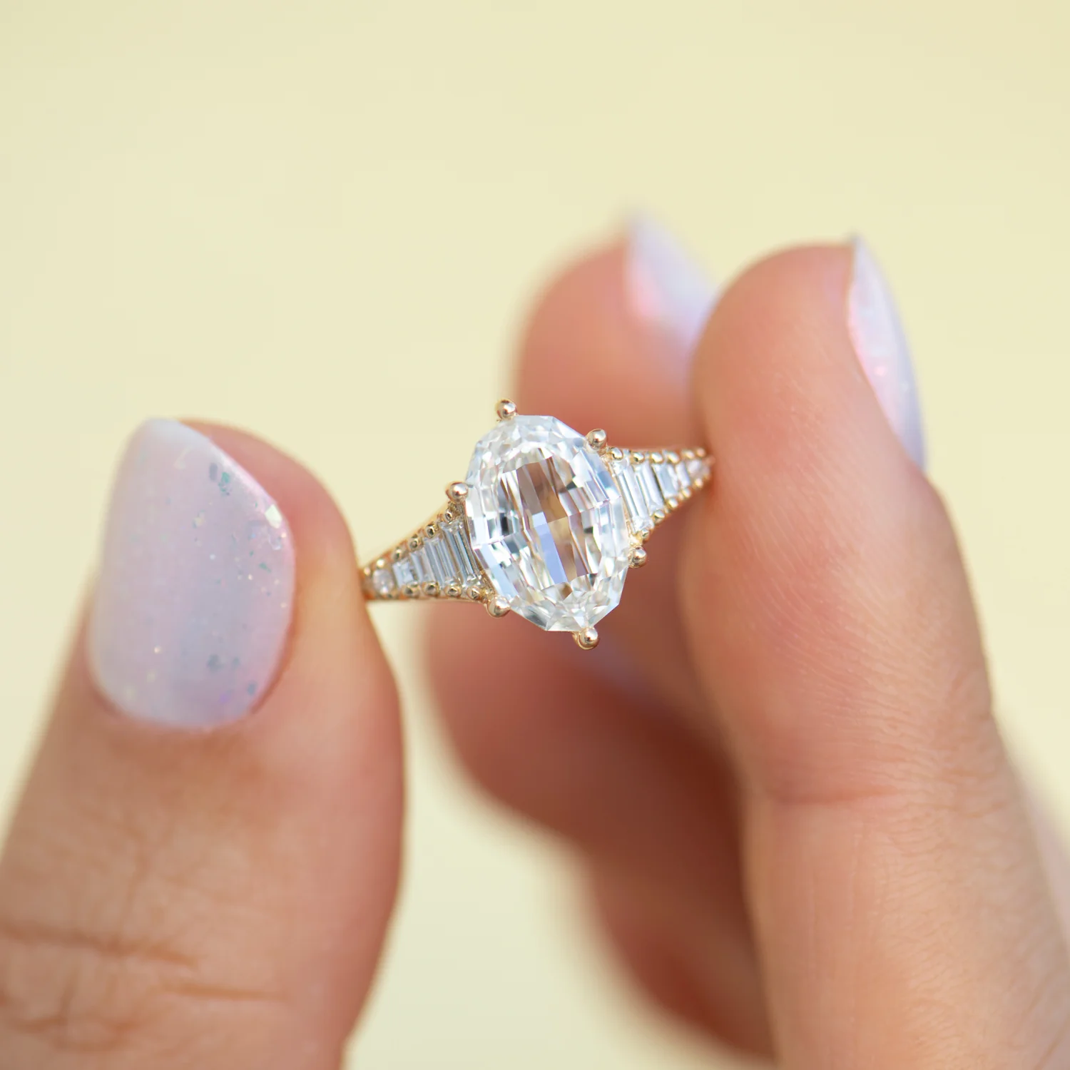 Zeppelin Engagement Ring with an Oval Step Cut Diamond - Image 9