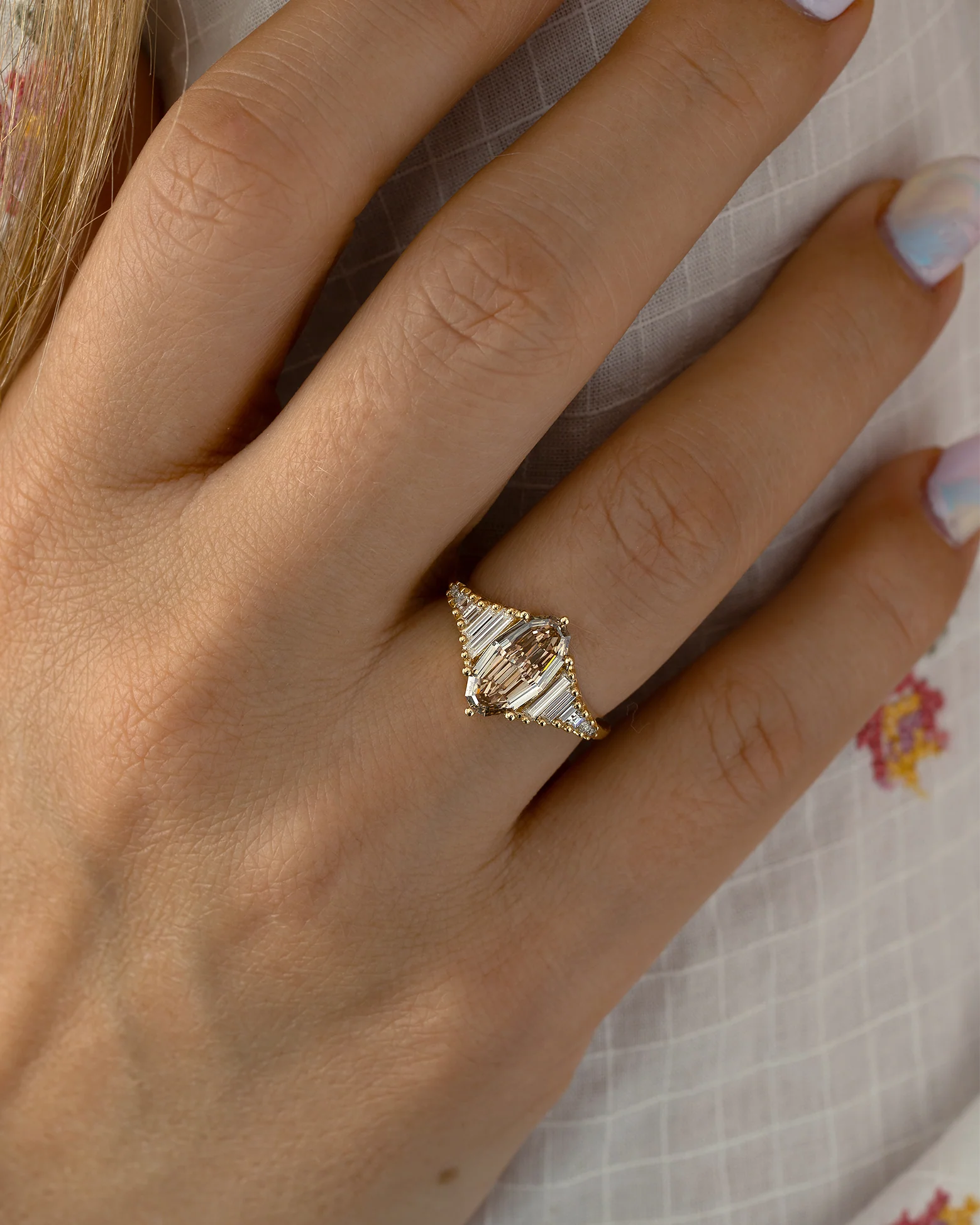 Zeppelin Fancy Color Brown Diamond Engagement Ring in Oval Step Cut - Image 4