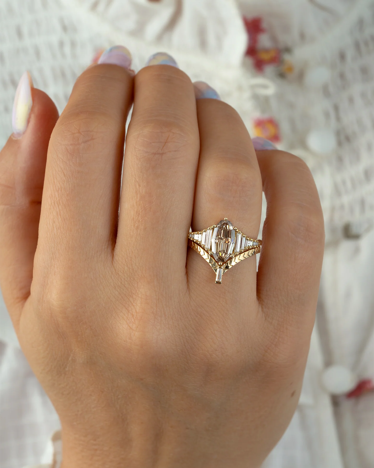 Zeppelin Fancy Color Brown Diamond Engagement Ring in Oval Step Cut - Image 9